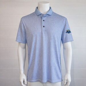 Greyson Polo Shirt Mens Small Blue Geometric Print Golf Performance Teton Pines